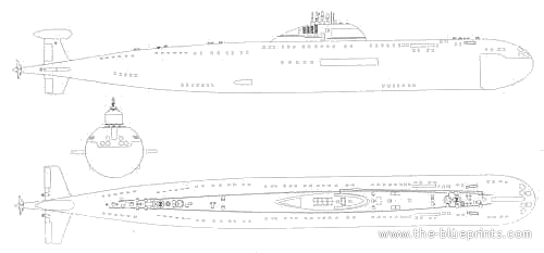 USSR submarine Type 671 SSN - drawings, dimensions, figures