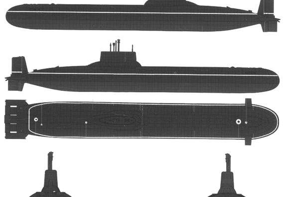 Подводная лодка СССР Typhoon (Submarine) - чертежи, габариты, рисунки