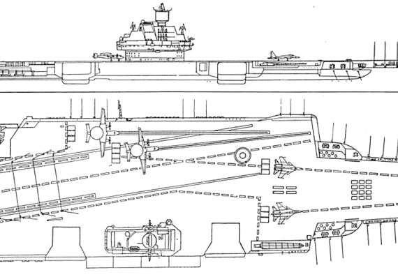 Авианосец СССР Ulyanovsk Class Carrier - чертежи, габариты, рисунки