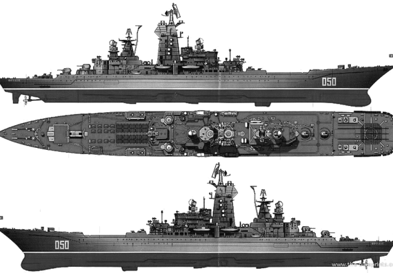 Крейсер СССР Ushakow (Missile Cruiser) - чертежи, габариты, рисунки