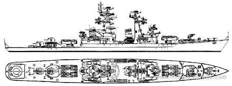 Крейсер СССР Varyag (Kynda class Cruiser) - чертежи, габариты, рисунки