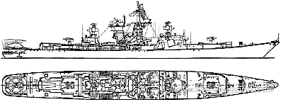 Крейсер СССР Vasilij Chapaev (Kresta II Missile Cruiser) - чертежи, габариты, рисунки