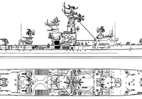 Корабль СССР Vladivostok (Kresta I Class Project Missile Cruiser) (1964) - чертежи, габариты, рисунки