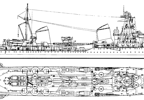 Корабль СССР Voroshilov (Kirov Class Project 26 Light Cruiser) (1943) - чертежи, габариты, рисунки