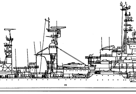 Корабль СССР Zhdanov (Project 68U-1 Light Cruiser) (1950) - чертежи, габариты, рисунки