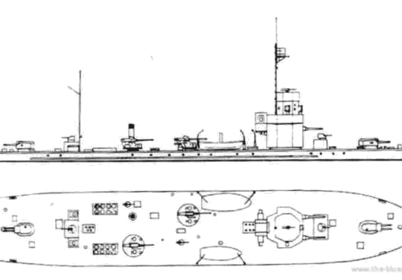 USSR cruiser Zheleznikov (River Monitor) (1940) - drawings, dimensions, pictures