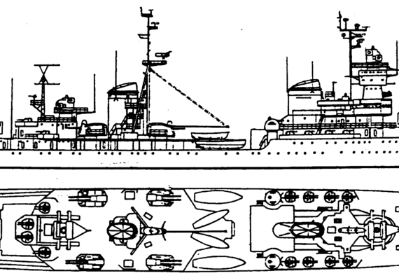 USSR cruiser Zheleznyakov 1975 (Project 68 Light Cruiser) - drawings, dimensions, pictures