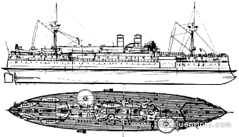 Ship USS ACR-1 Maine (2nd Class Battleship) - drawings, dimensions, figures