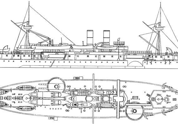 USS ACR-1 Maine (2nd Class Battleship) (1895) - drawings, dimensions, figures