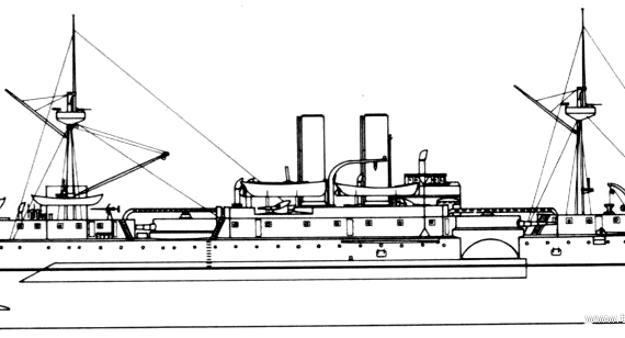 Боевой корабль USS ACR-1 Maine (2nd Class Battleship) (1898) - чертежи, габариты, рисунки