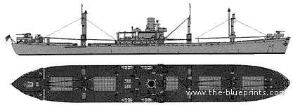 Боевой корабль USS AK-99 Bootes (Liberty class Cago Ship) - чертежи, габариты, рисунки