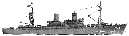 Корабль USS AKA-44 Sylvania (Attack Cargo Ship) - чертежи, габариты, рисунки