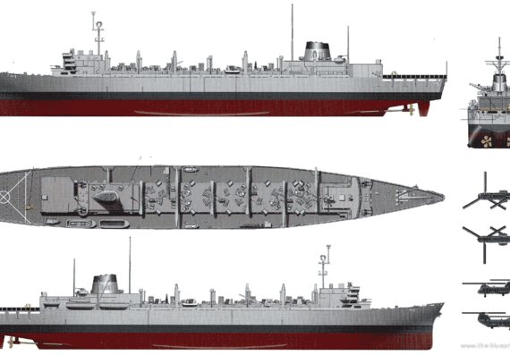 Корабль USS AOE-1 Sacramento (Combat Support Ship) - чертежи, габариты, рисунки