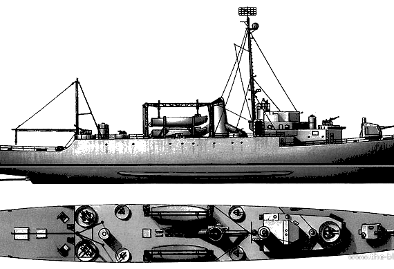 Корабль USS APD-37 Charles Lawrence (Transport) (1944) - чертежи, габариты, рисунки