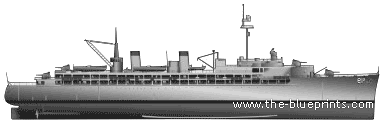 Корабль USS AS-19 Proteus (Submarine Tender) - чертежи, габариты, рисунки