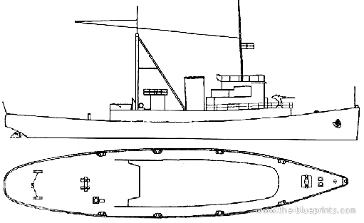 Корабль USS ATF-66 Cherokee (Fleet Tug) - чертежи, габариты, рисунки
