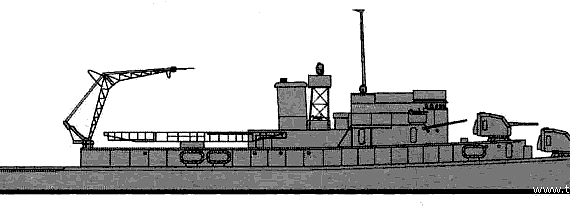 Корабль USS AVP-23 Absecon (Seaplane Tender) (1943) - чертежи, габариты, рисунки