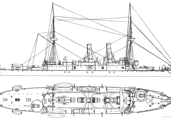 USS Atlanta (Protected Cruiser) (1886) - drawings, dimensions, pictures