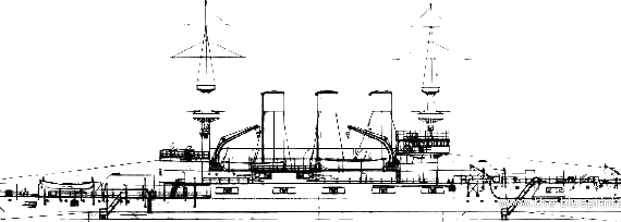 Боевой корабль USS BB-11 Missouri (1899) - чертежи, габариты, рисунки