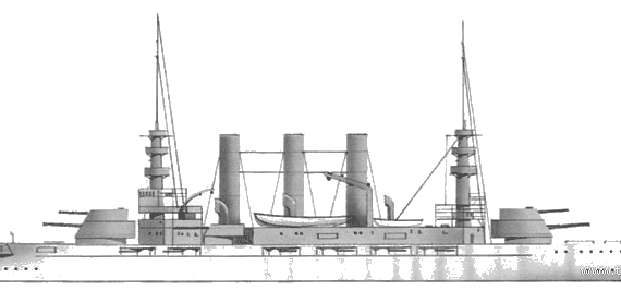 Боевой корабль USS BB-13 Virginia (Battleship) (1906) - чертежи, габариты, рисунки