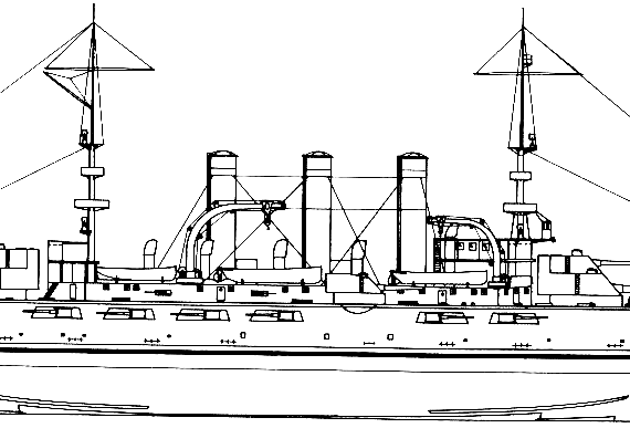 Боевой корабль USS BB-15 Georgia (1909) - чертежи, габариты, рисунки