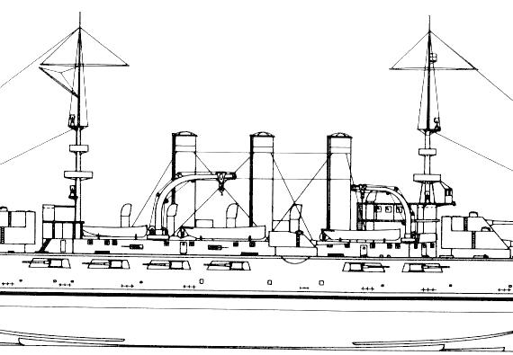 Боевой корабль USS BB-15 Georgia (Battleship) (1907) - чертежи, габариты, рисунки