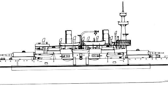 Боевой корабль USS BB-1 Indiana - чертежи, габариты, рисунки