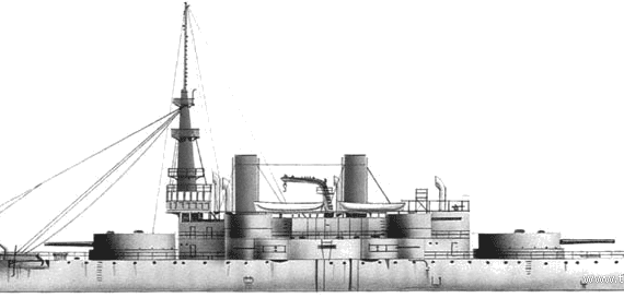 Боевой корабль USS BB-1 Indiana (Battleship) (1891) - чертежи, габариты, рисунки