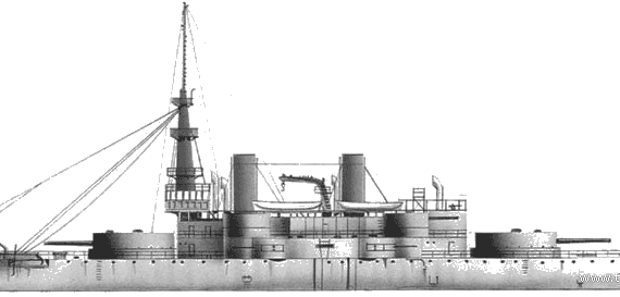 Боевой корабль USS BB-1 Indiana (Battleship) (1895) - чертежи, габариты, рисунки