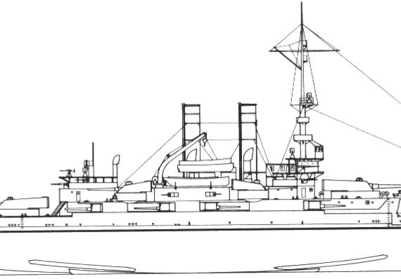 Боевой корабль USS BB-23 Mississippi (1912) - чертежи, габариты, рисунки