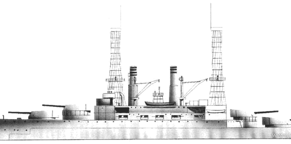 Боевой корабль USS BB-26 South Carolina (1909) - чертежи, габариты, рисунки