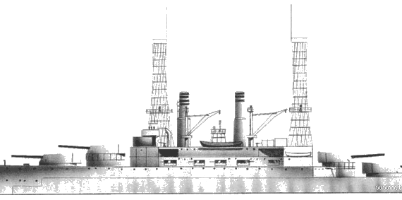 Боевой корабль USS BB-26 South Carolina (Battleship) (1911) - чертежи, габариты, рисунки