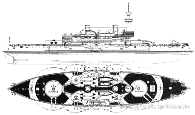 Боевой корабль USS BB-2 Oregon (1898) - чертежи, габариты, рисунки