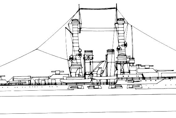Боевой корабль USS BB-31 Utah (1923) - чертежи, габариты, рисунки