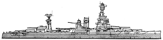 Боевой корабль USS BB-34 New York - чертежи, габариты, рисунки