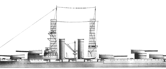 Боевой корабль USS BB-34 New York (1911) - чертежи, габариты, рисунки