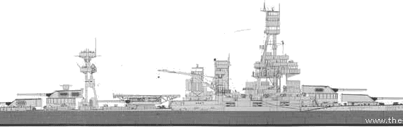 Боевой корабль USS BB-35 Texas (1943) - чертежи, габариты, рисунки