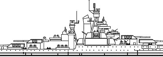 Боевой корабль USS BB-36 Nevada (1942) - чертежи, габариты, рисунки
