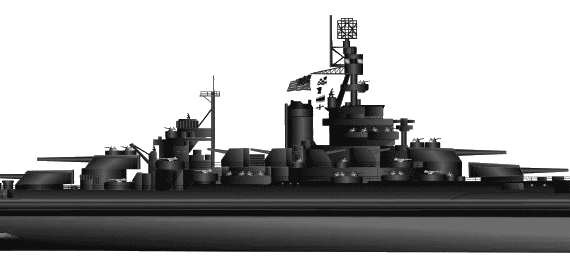 Боевой корабль USS BB-38 Pennsylvania - чертежи, габариты, рисунки