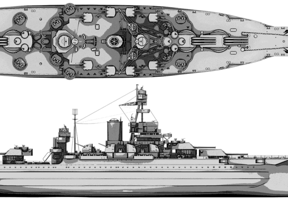 Боевой корабль USS BB-38 Pennsylvania (Battleship) - чертежи, габариты, рисунки