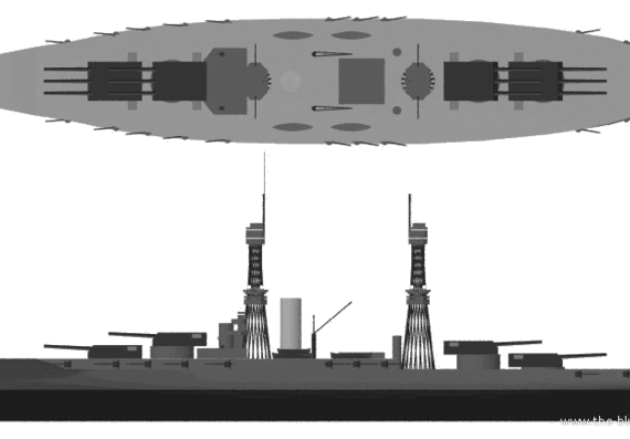 Боевой корабль USS BB-38 Pennsylvania (Battleship) (1916) - чертежи, габариты, рисунки