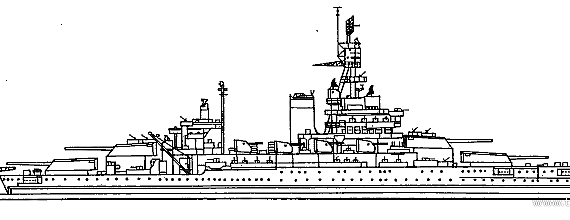Боевой корабль USS BB-38 Pennsylvania (Battleship) (1945) - чертежи, габариты, рисунки