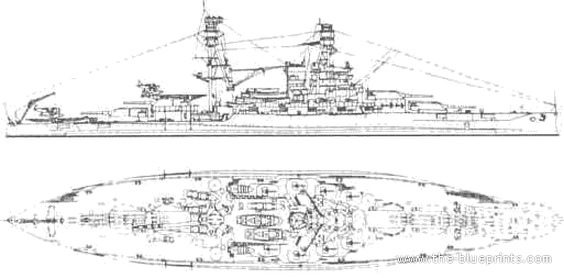 Боевой корабль USS BB-39 Arizona (1941) - чертежи, габариты, рисунки