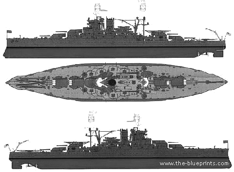 Боевой корабль USS BB-39 Arizona (Battleship) (1941) - чертежи, габариты, рисунки