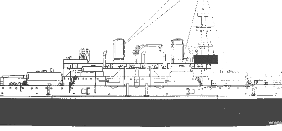 Боевой корабль USS BB-3 Oregon - чертежи, габариты, рисунки