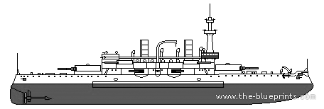 Боевой корабль USS BB-3 Oregon (1899) - чертежи, габариты, рисунки