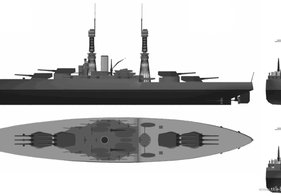 Боевой корабль USS BB-40 New Mexico (Battleship) - чертежи, габариты, рисунки