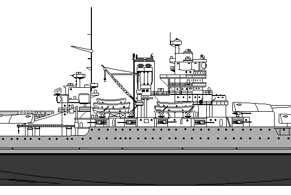 Боевой корабль USS BB-41 Missippi (Battleship) - чертежи, габариты, рисунки