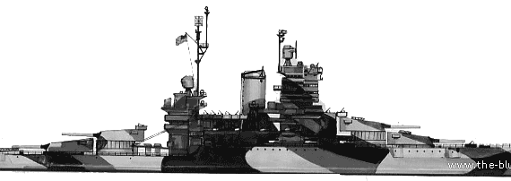 Боевой корабль USS BB-41 Mississippi (Battleship) (1941) - чертежи, габариты, рисунки