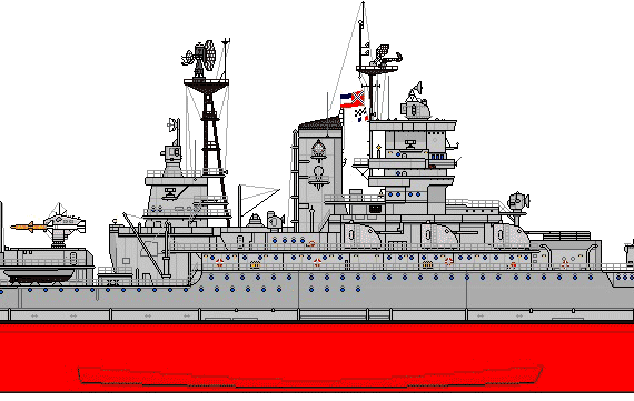 Боевой корабль USS BB-41 Mississippi (Battleship) (1945) - чертежи, габариты, рисунки
